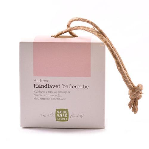 Håndlavet Badesæbe På Snor med Vildrose - 150g