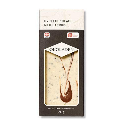 Økoladen Hvid Chokolade med Lakrids 75g - Julegodter 2024