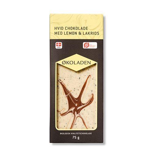Økoladen Hvid Chokolade med Lemon og Lakrids 75g