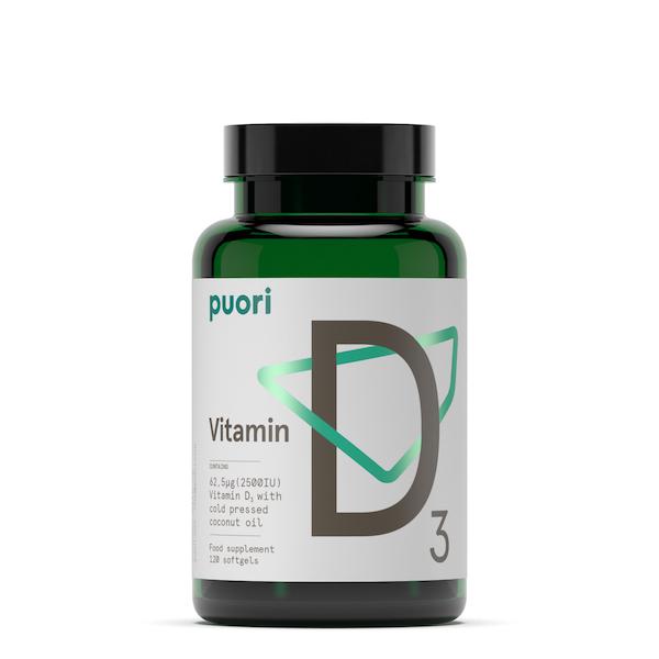 Puori Vitamin D3 62,5 Mcg - 120 Kapsler til Energi