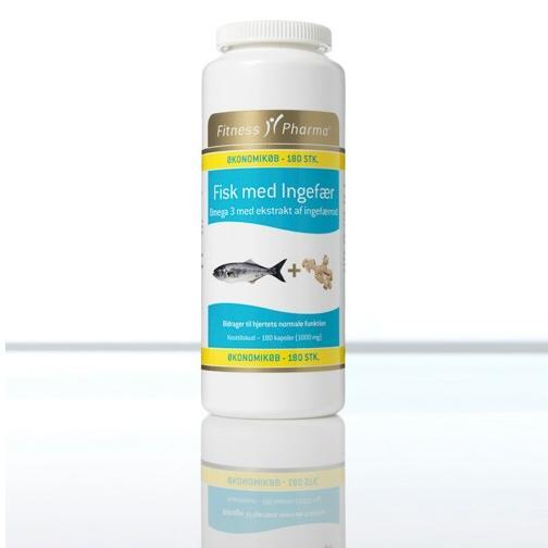Fitness Pharma Fisk M Ingefær 180 kap - Omega & Ingefær