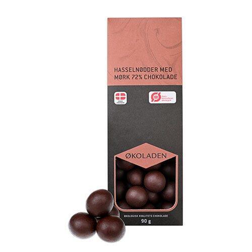 Økoladen Hasselnødder i 72% Mørk Chokolade - 90g