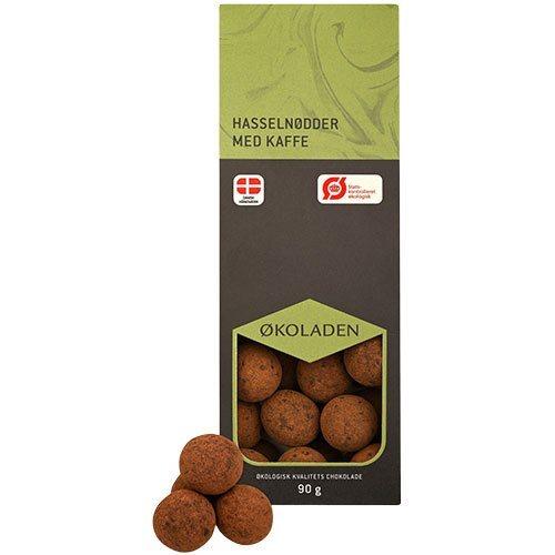 Økologiske Hasselnødder med Kaffe i Mælkechokolade 90g