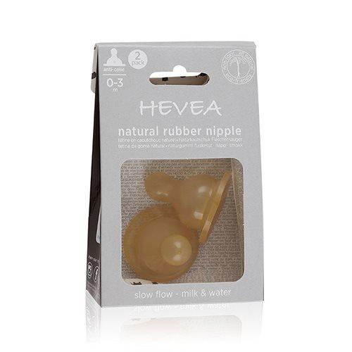 Hevea Flaskesutter 2 Pak - Langsomt Flow i Naturgummi