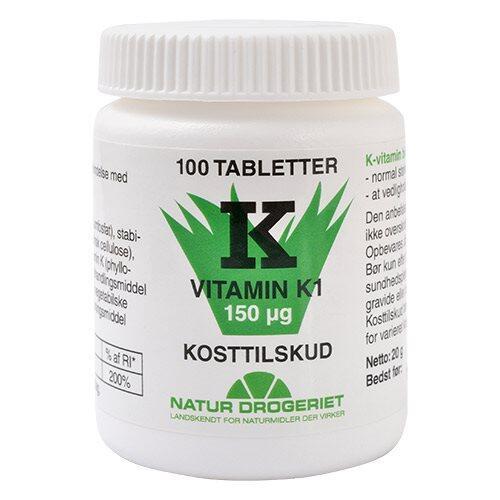 K1 Vitamin 150 Mcg - 100 tabletter til skønhed og velvære