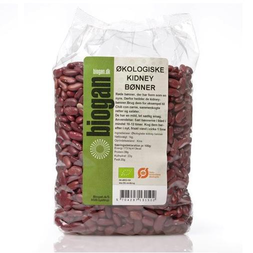 Biogan Økologiske Kidney Bønner 1kg - Perfekt til Chili!