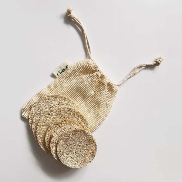 Eksfolierende Loofah Ansigtssvampe - 6 Stk i Bomuldspose