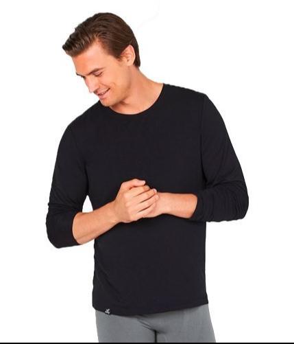 Boody Langærmet Crew Neck T-Shirt til Mænd - Sort