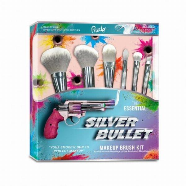 Rude Cosmetics Sølv Bullet Makeupbørstesæt - Perfekt look!