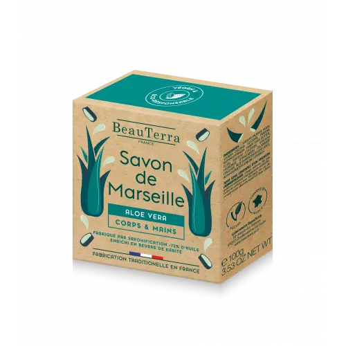 Beau Terra Marseille Sæbe Bar med Aloe Vera 100g - Økologisk Pleje