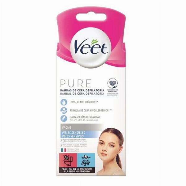 Veet Voksstrimler til Ansigt - Følsom Hud, 20 Stk.