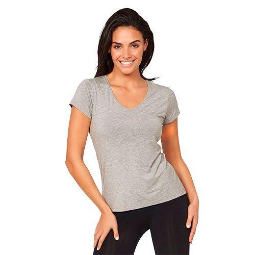 Boody V-Hals T-Shirt til Damer - Lysegrå Økologisk Bambus