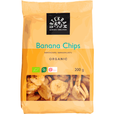 Bananchips Sprød Snack økologiske 200 Gram