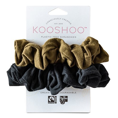 Hår Scrunchie Black Olive 2 Stk øko   Plastikfri   1 Pk