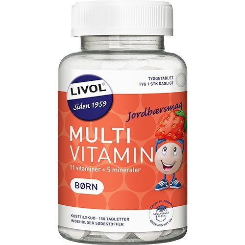 Multi Total Børn Jordbær Livol 150 Tabletter
