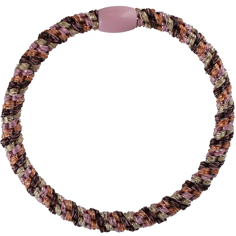 By Stær Braided Hairtie Slim   Rosa Beige Purple Glitter