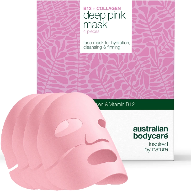Australian Bodycare B12 Collagen Deep Pink Face Mask 4 Pieces