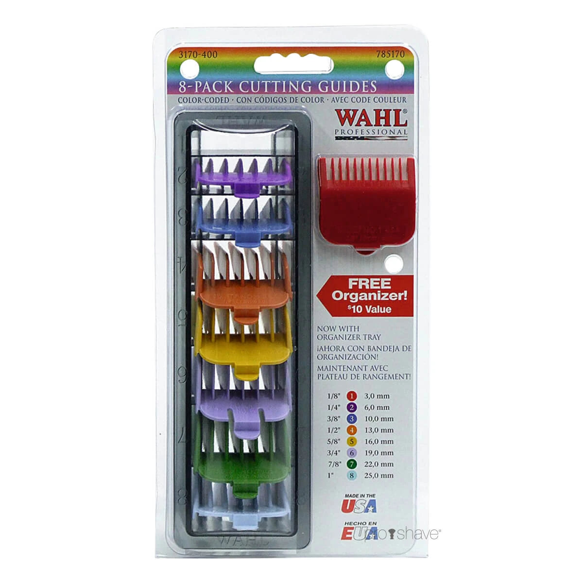 Wahl Professional Nylon Afstandskamme Farvet 8 Stk