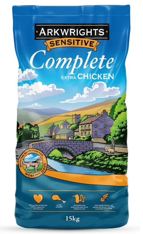 15 Kg Arkwrights Sensitive Complete Extra Chicken   Voksenfoder Med Kylling