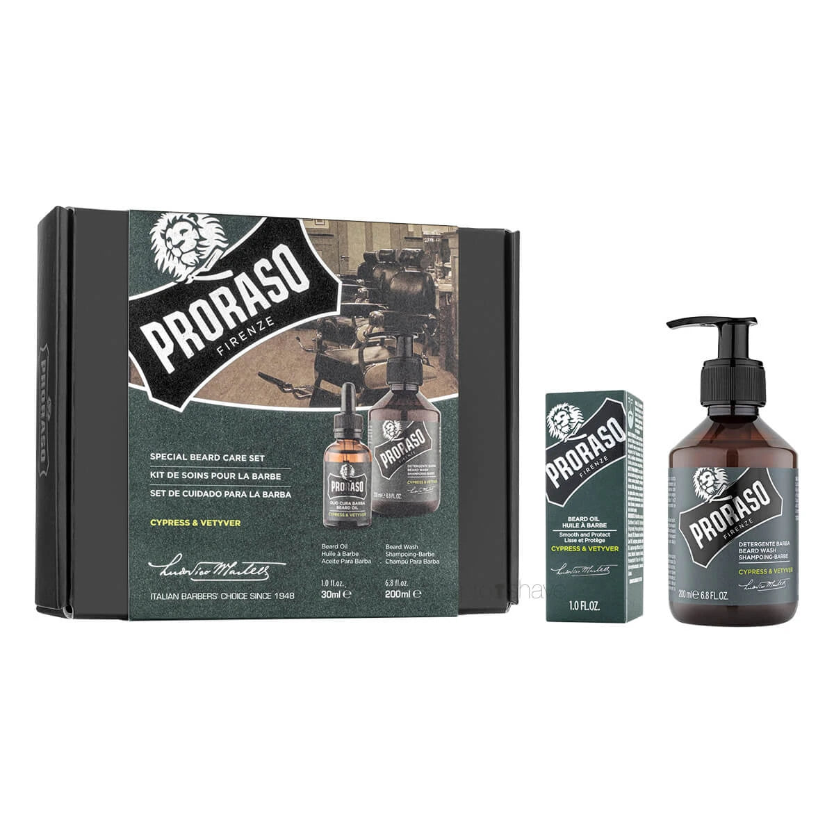 Proraso Gaveæske  Duo Pack  Skægshampoo   Skægolie  Cypress   Vetiver