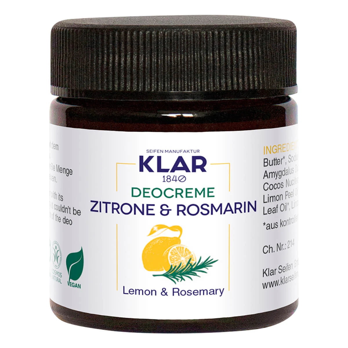 Klar Seifen Deodorant Creme  Citron   Rosmarin  30 Ml