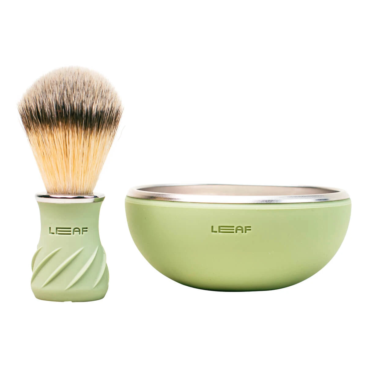 Leaf Shave Sæt Med Barberkost Barberskål Grøn