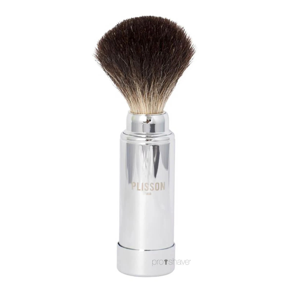 Plisson 1808 Rejsebørste  Pure Black Badger   Chrome  Str  8