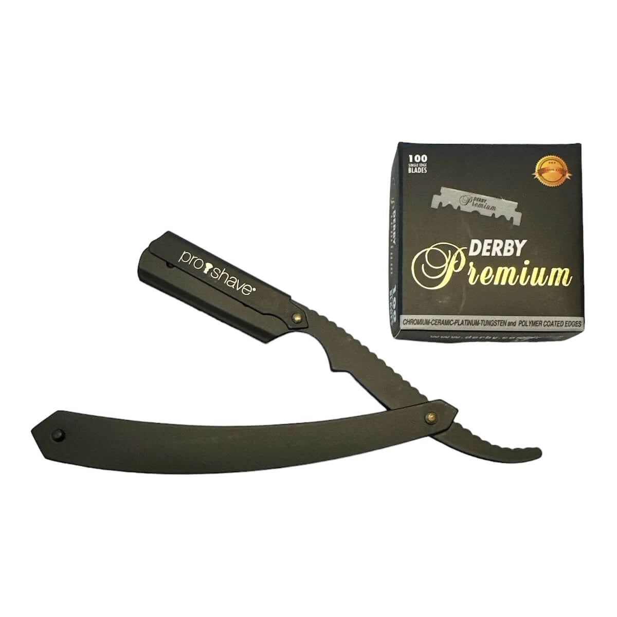 Proshave Straight Razor Til Udskiftelige Blade S2 Sort 100 Derby Klinger