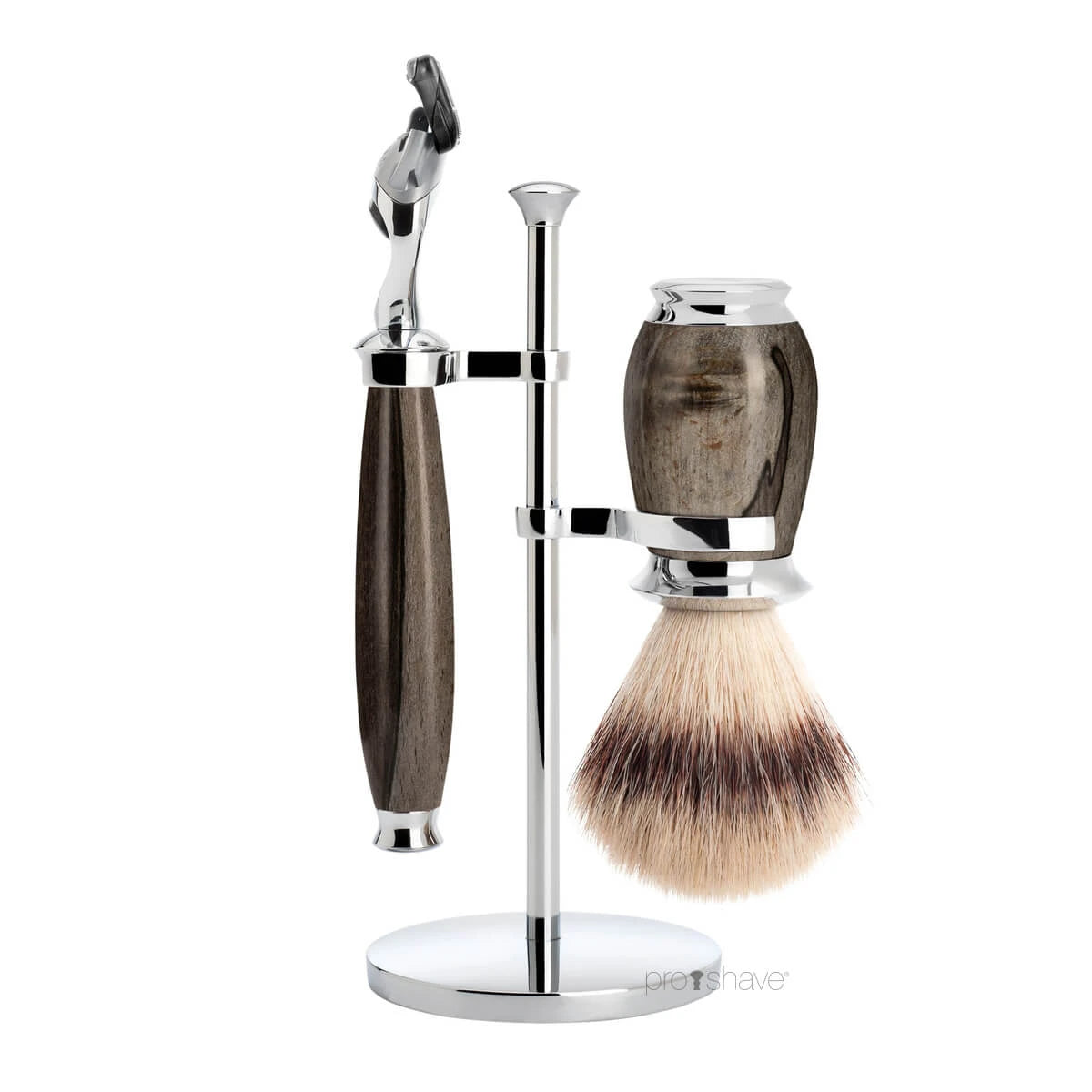 M? Hle Shaving Barbersæt Med Fusion Skraber Silvertip Fibre? Barberkost Og Holder Purist Grained Beech