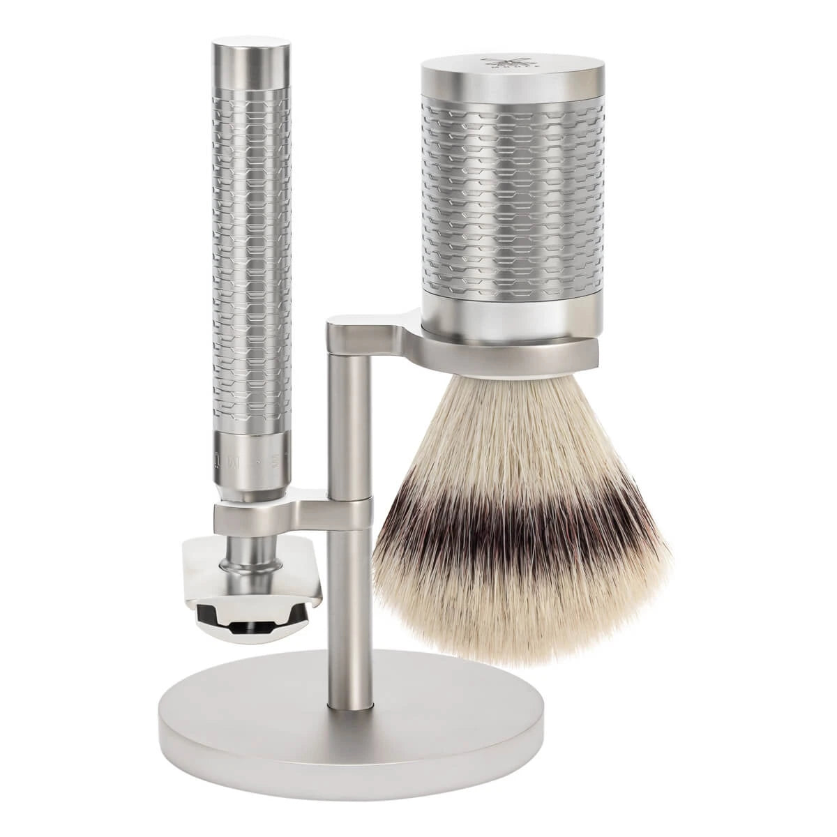 M? Hle Shaving Barbersæt Med De Skraber Fibre Barberkost Og Holder Rocca Rustfrit Stål Mat Finish