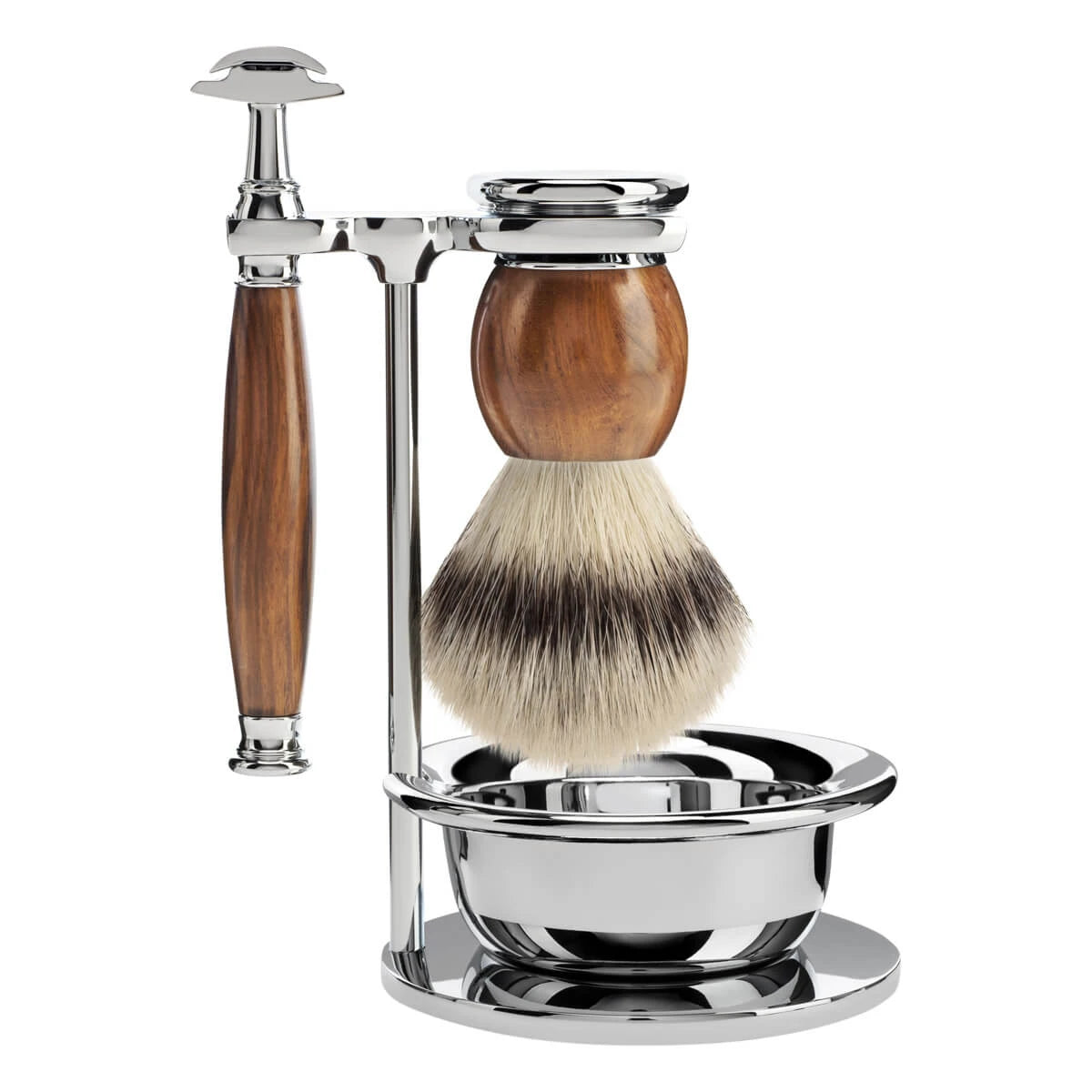 M? Hle Shaving Barbersæt Med De Skraber Fibre Barberkost Holder Og Skål Sophist Ironwood
