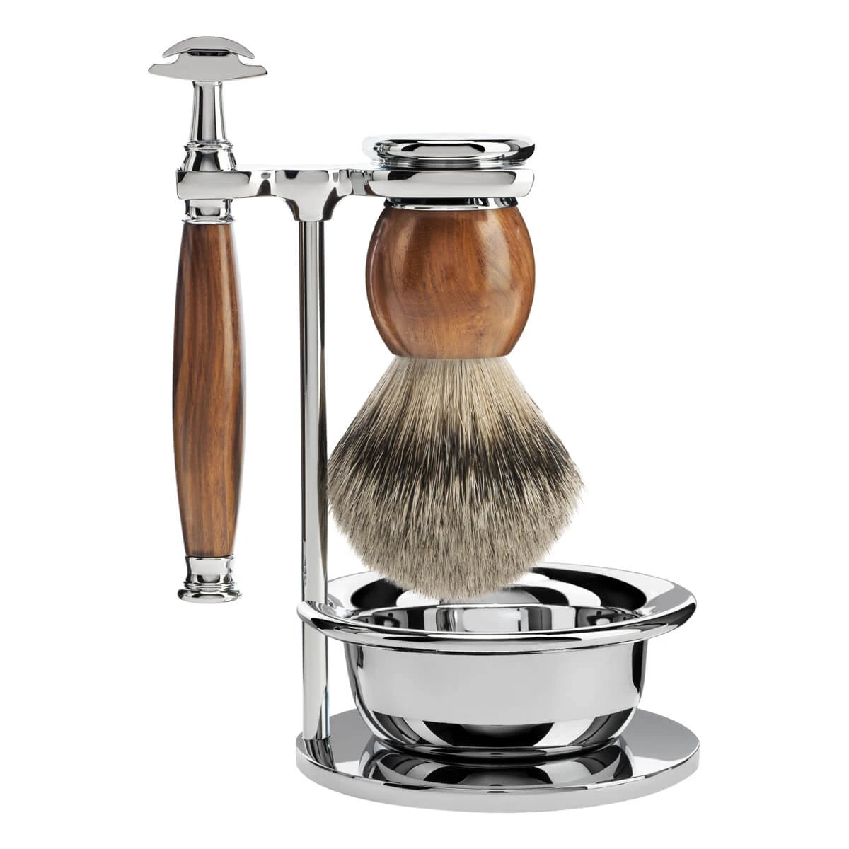 M? Hle Shaving Barbersæt Med De Skraber Barberkost Holder Og Skål Sophist Ironwood
