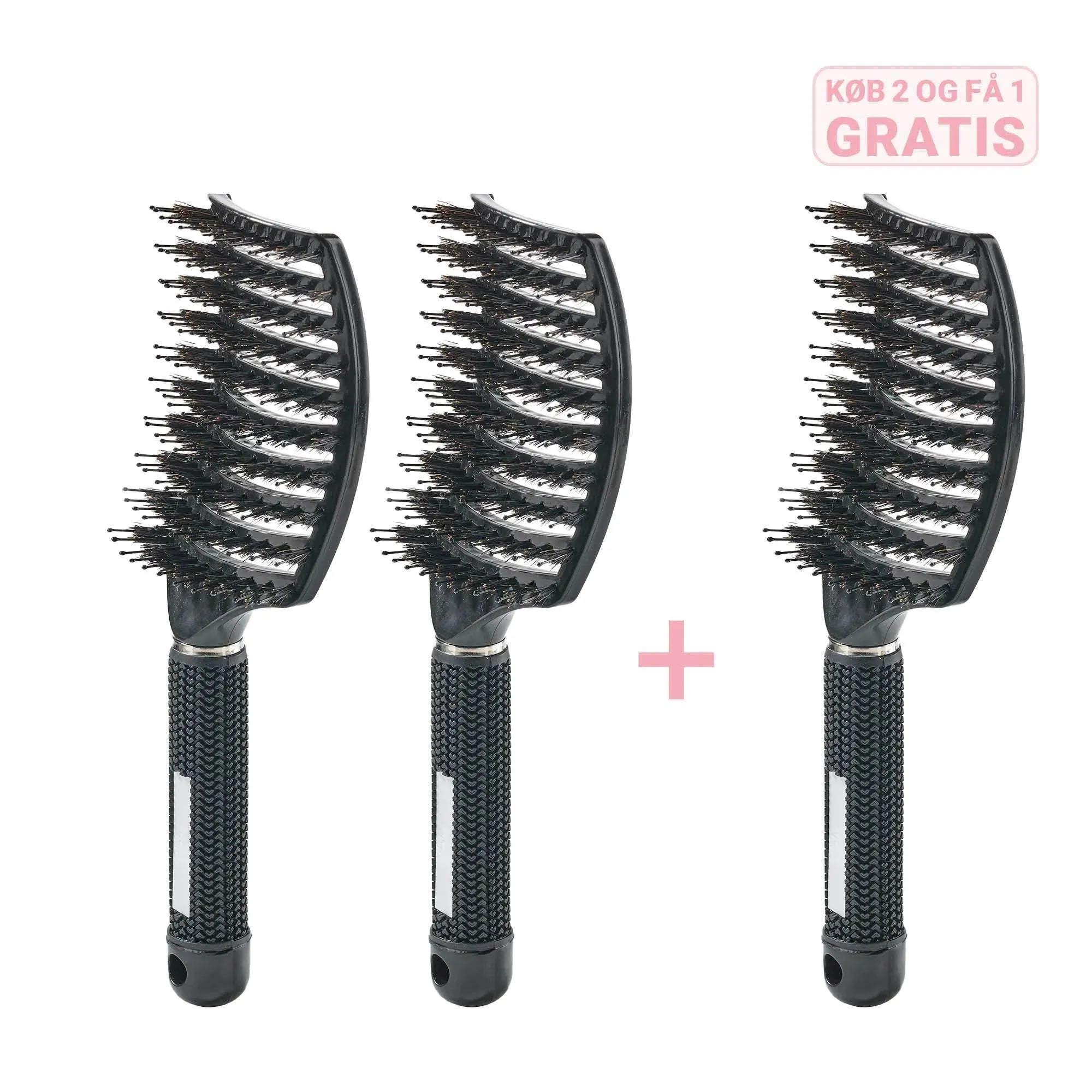 Curved Paddle Brush Køb 2 Stk  Få 1 Stk Gratis   2 Stk Sort   1 Gratis