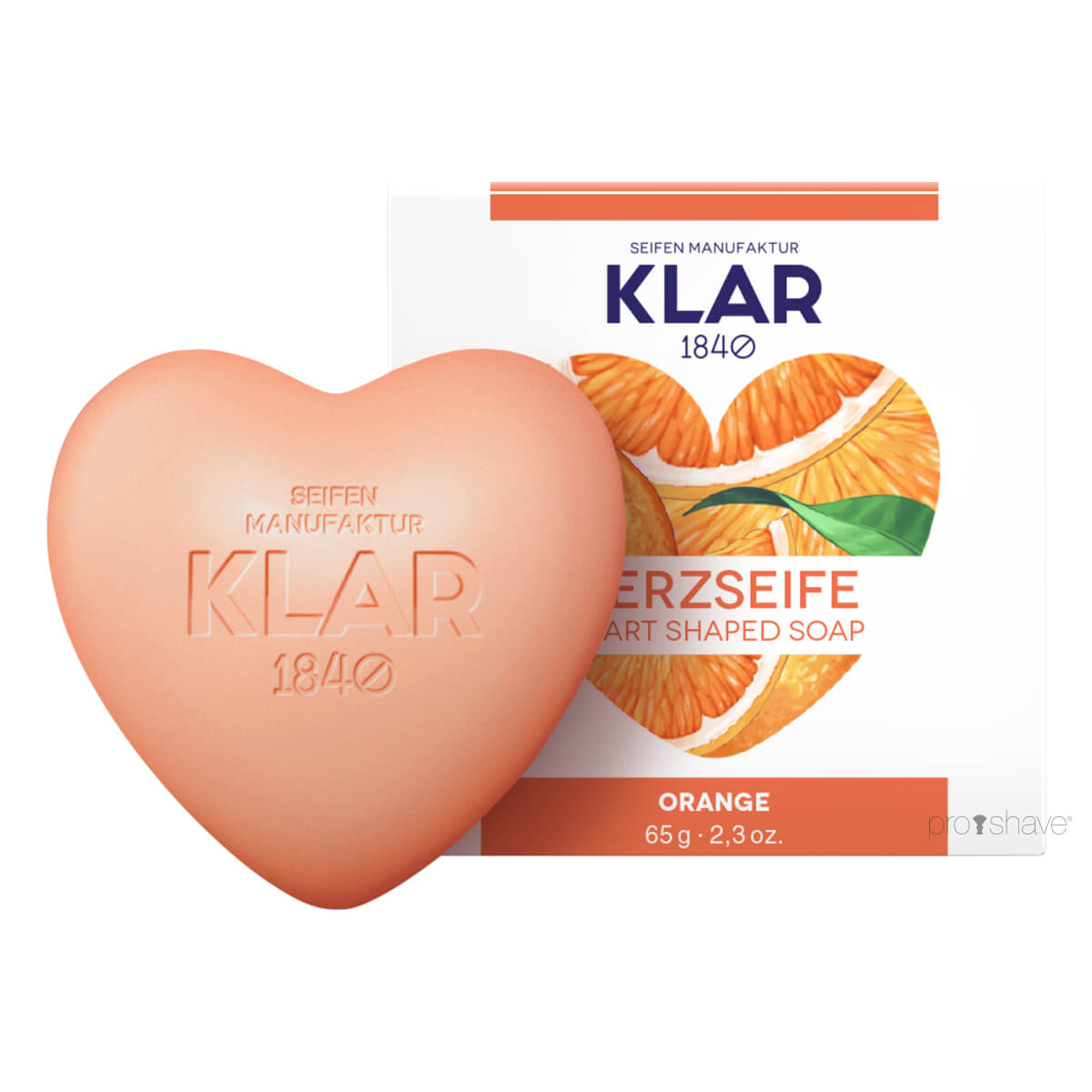 Klar Seifen Hjerteformet Sæbe  Appelsin  65 Gr