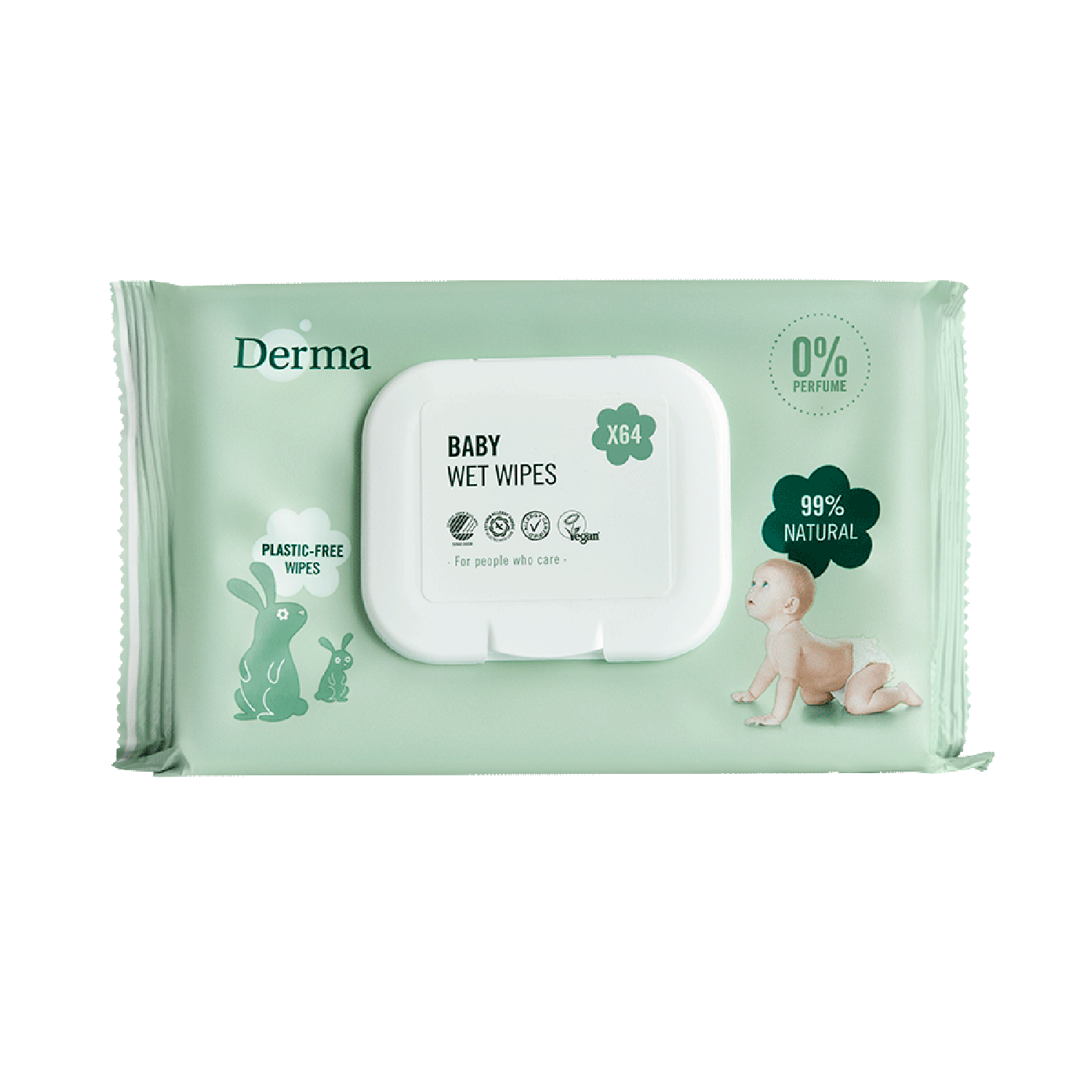 Derma Babyvådservietter 64 Stk