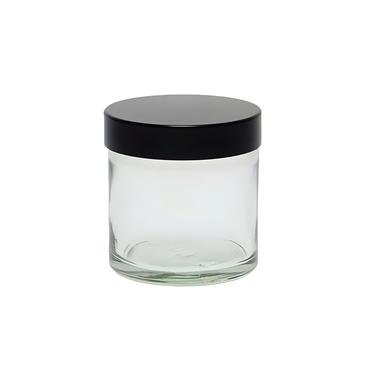 Glasbøtte 60 Ml Klar Med Sort Skruelåg Og Tætningspude Højde 55 Mm Diameter 51 Mm Hedenhus Tæt Lukning Mod Lækage