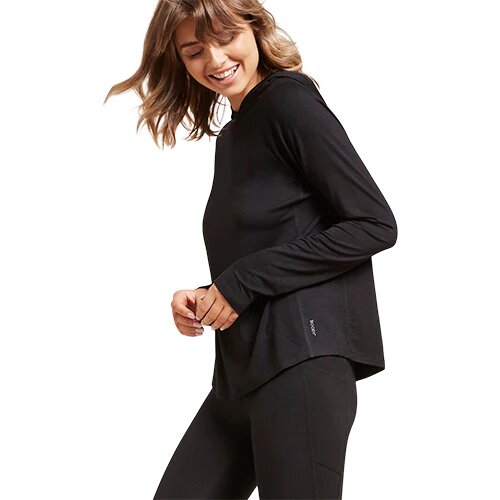 Women S Long Sleeve Hooded T Shirt Black Str Xs