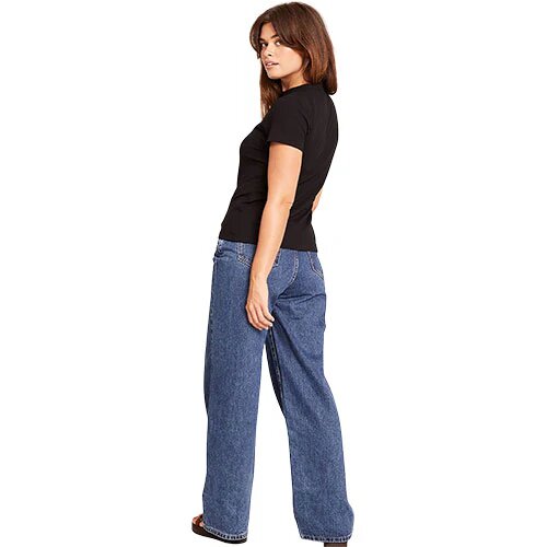 Women S Ribbed Crew Neck T Shirt Sort Str L