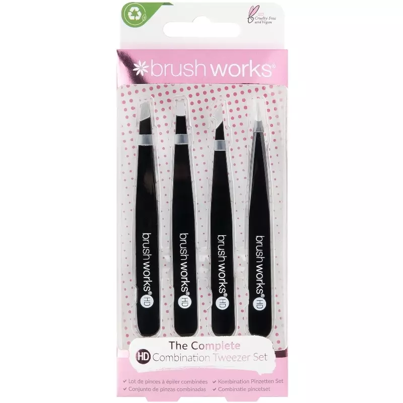 Brushworks Hd 4 Piece Combination Tweezer Set Sort