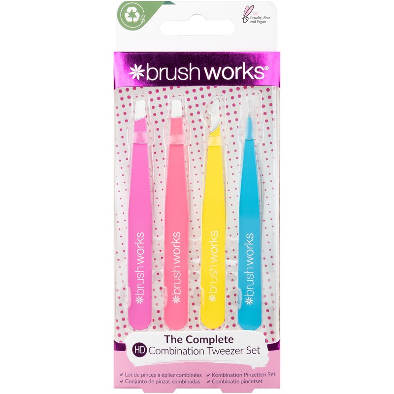 Brushworks Hd Combination Tweezer Set 4 Pieces