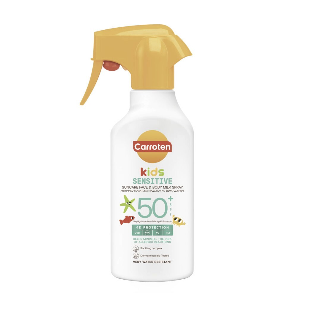 Carroten   Kids Sensitive Sun Face   Body Milk Spray Spf50   270 Ml
