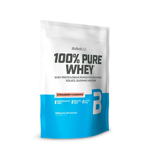 100  Pure Whey Protein Pulver Strawberry   454 Gram