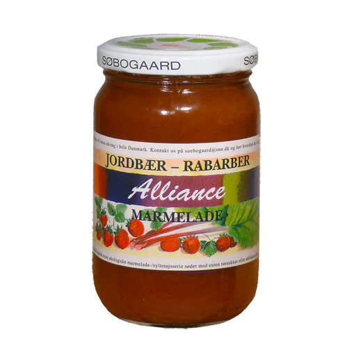 Jordbær Rabarber Marmelade øko    400 Gram