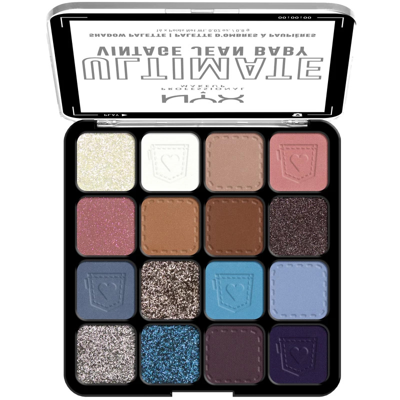 Nyx Professional Makeup Ultimate Shadow Palette 16 X 0 8 G   01w Vintage Jean Baby