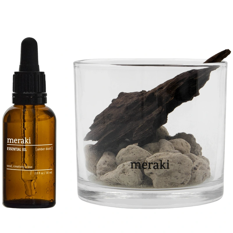 Meraki Lavastone Wood Diffuser Set Amber Dust Sort