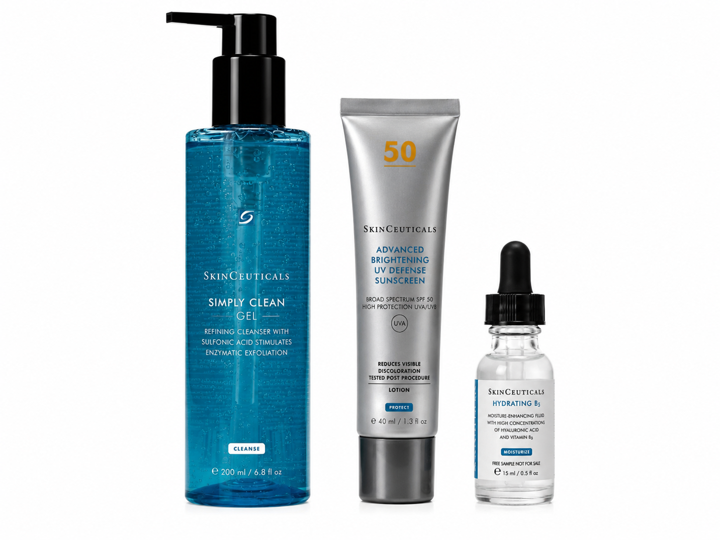 Skinceuticals Starter Kit Simply Clean Brightening Spf 50 Og Hydrating B5 Serum