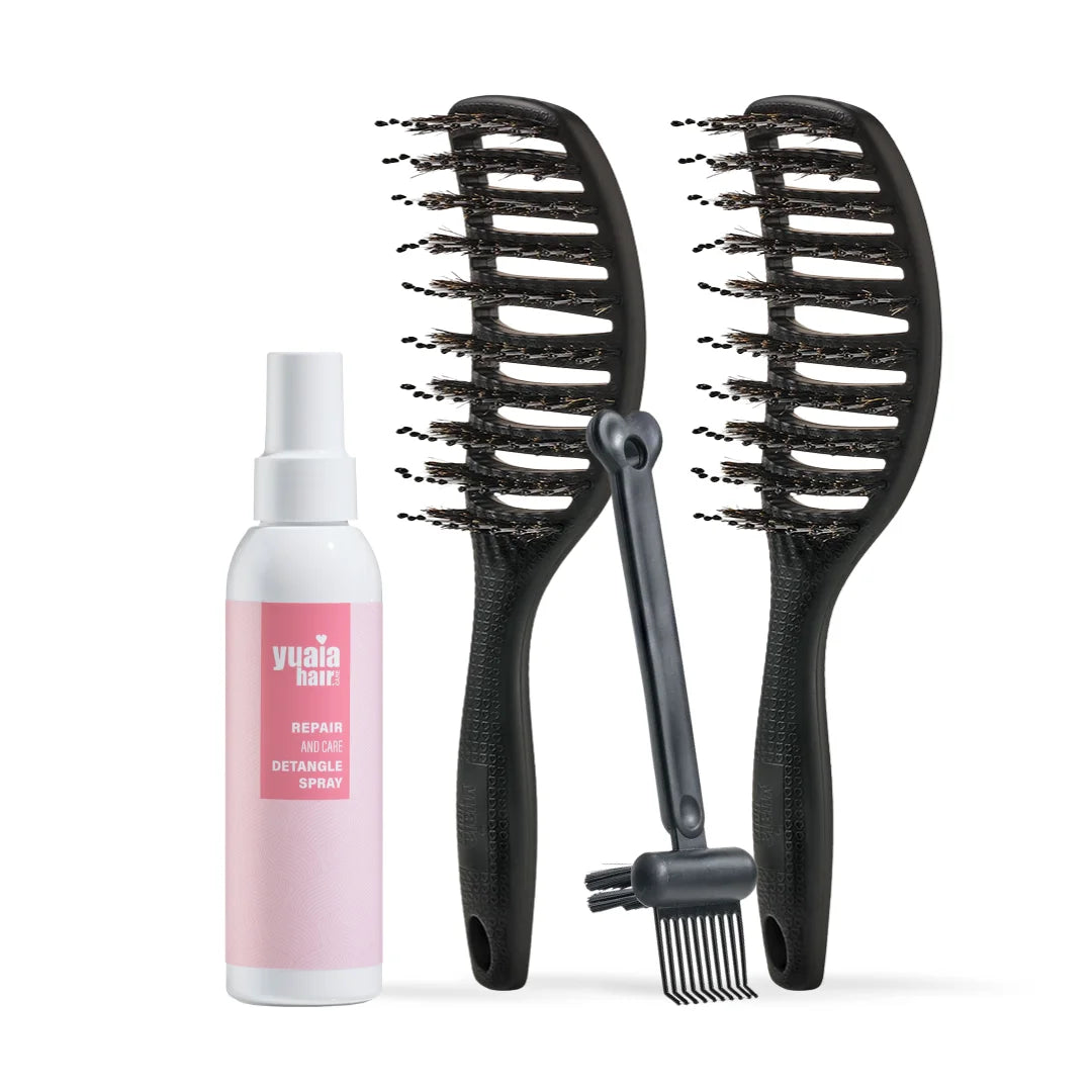Ultimative Detangler Sæt 2 Stk Soft Black Gratis Hårserum Og Cleaning Brush